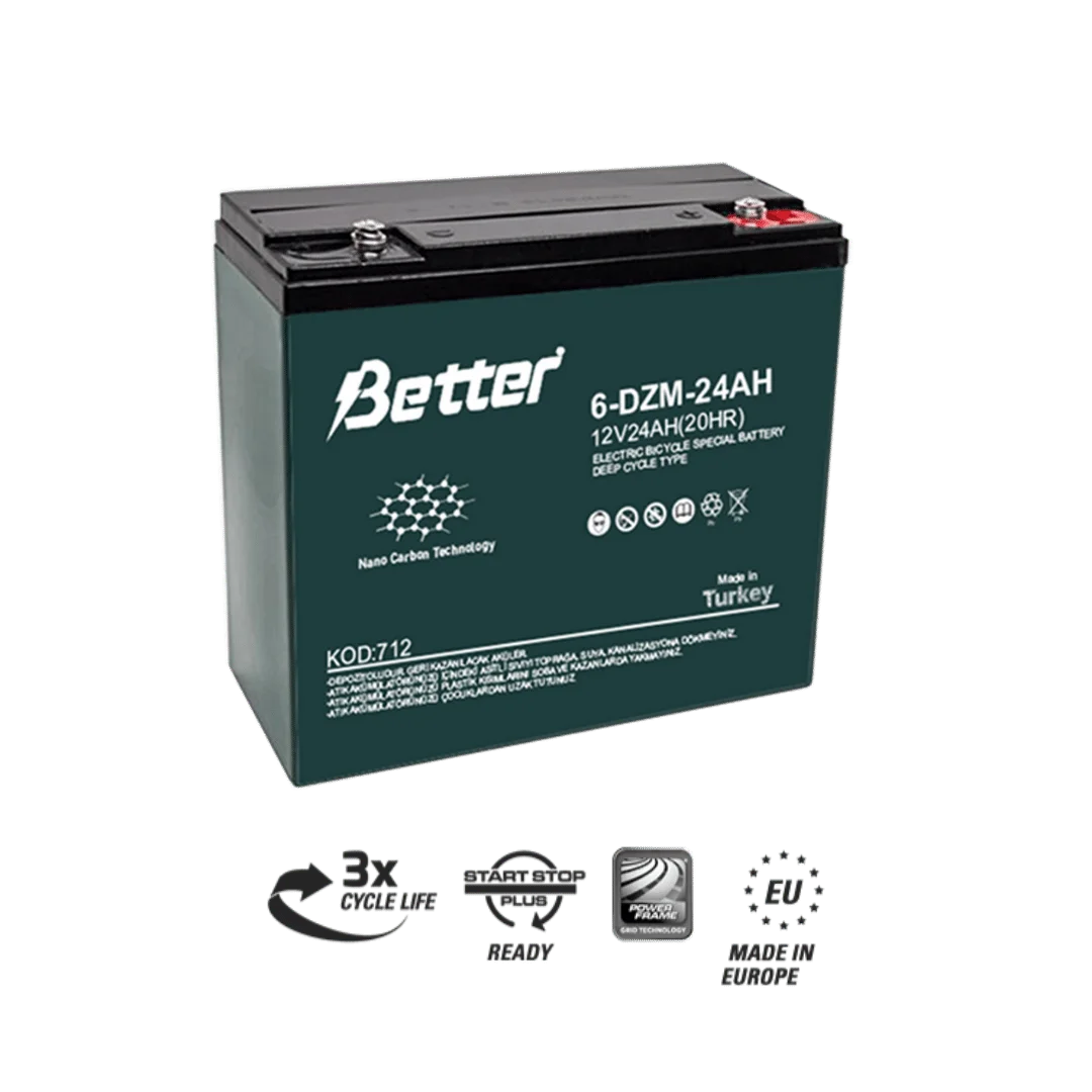 Antalya Elektrikli Bisiklet Aküsü Better 12v 24Ah Jel Akü
