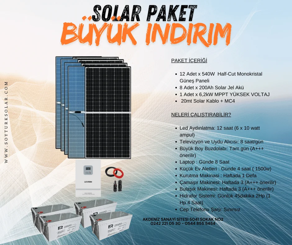 Karavan Solar Paket Hazır Güneş Enerjisi 210W Güneş Paneli