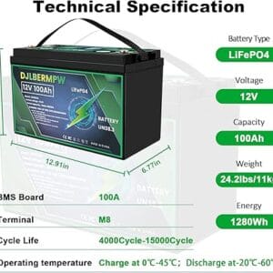 DJDC 12.8V 100Amper LiFePO4 Lityum Akü - Görsel 2
